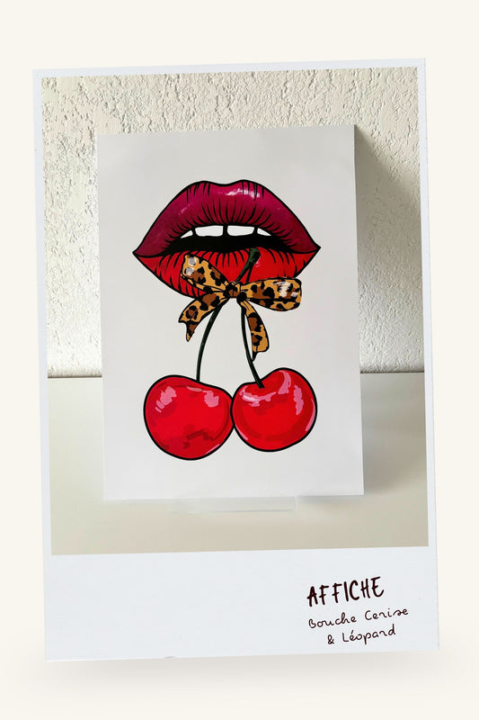 Affiche "Bouche Cerise & Léopard"