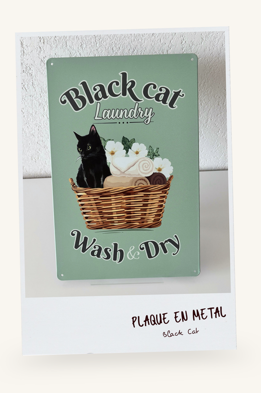 Plaque Métal "Black Cat Laundry"